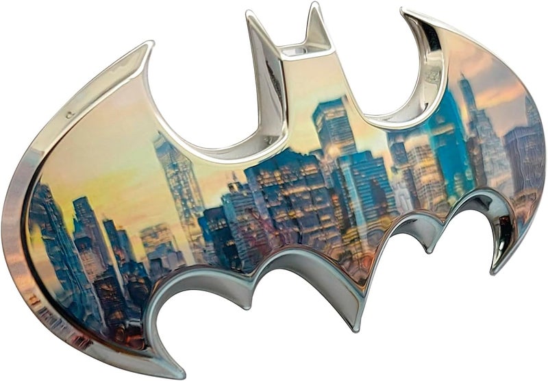 Fan Emblems Batman Car Emblem - 1989 Batwing Batarang Symbol 3D Auto Badge - Color: Chrome - Size: 3.8 x 1.8 x 0.2 inches - Officially Licensed DC Car Accessories - Image 1